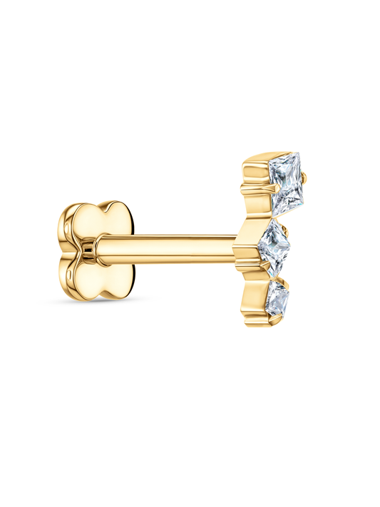 5 Round Crystal Bar Piercing Stud In Gold