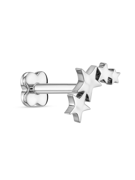 4 Star Bar Piercing Stud In Platinum