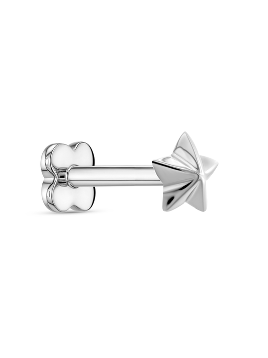 3D Star Piercing Stud In Platinum