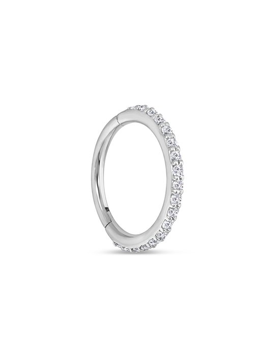 Seamless 14K Gold & White Topaz Pavé Hoop