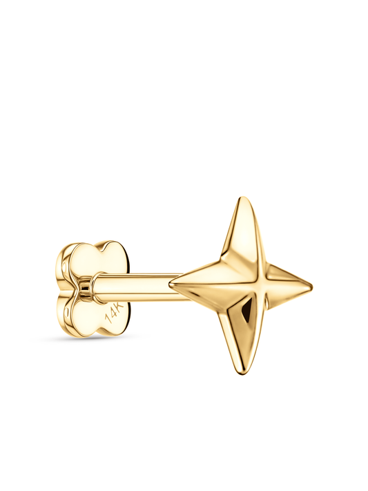 14K Gold Star Piercing Stud