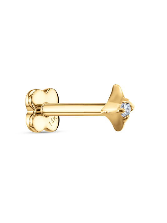 14K Gold & Lab-Grown Diamond Star Piercing Stud
