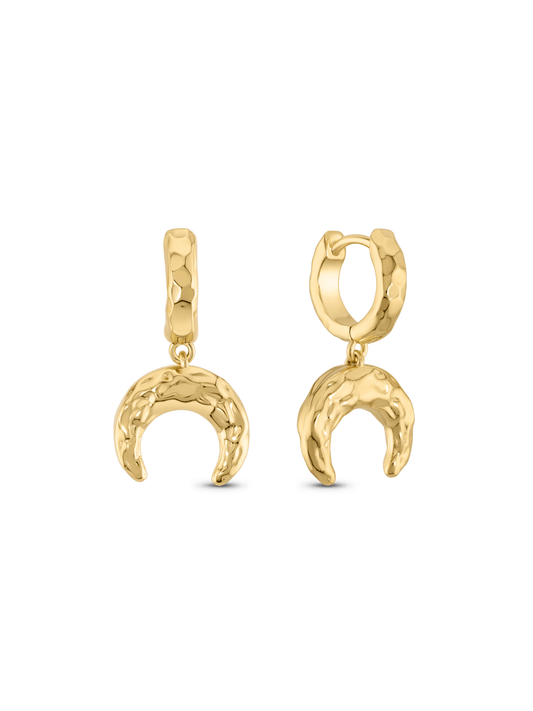 Amulet Horn Drop Hoops In Gold