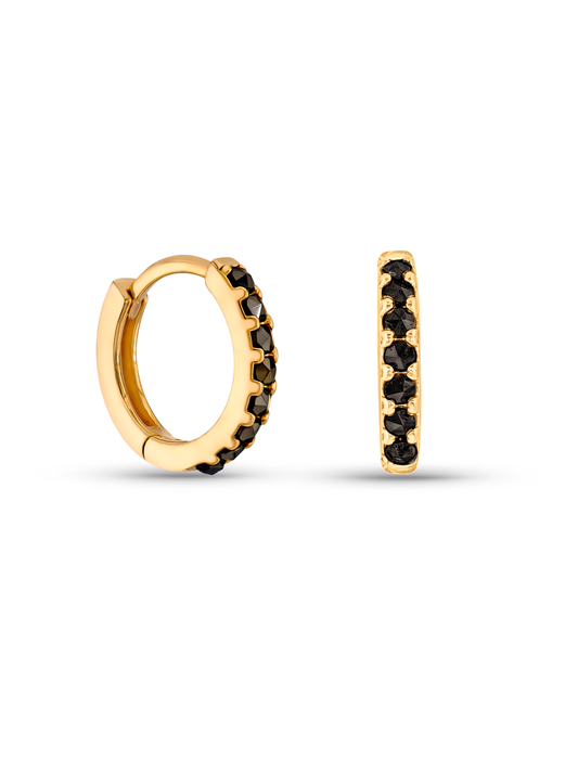 Brown Medium Pavé Huggies In Gold