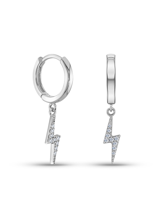 Amulet Lightening Pavé Drop Hoops In Silver