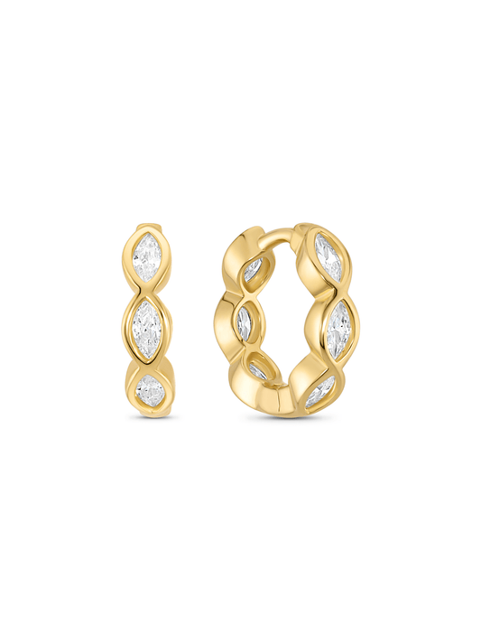 Triple Navette Huggies In Gold