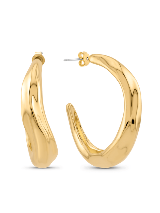 Fluidity Chain Hoops In Gold