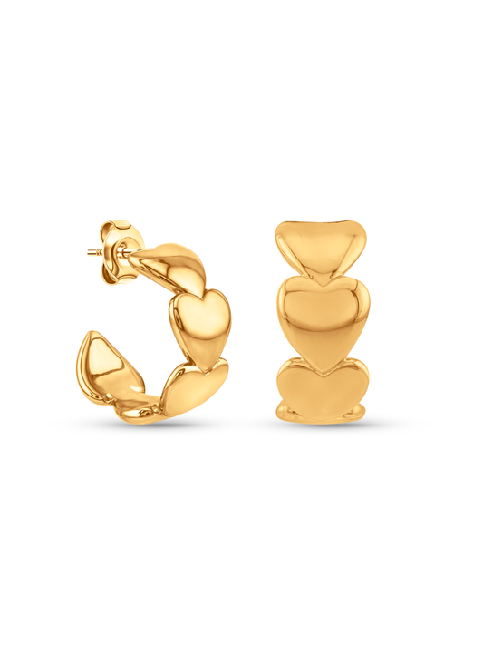 Hearts Charm Hoops In Gold
