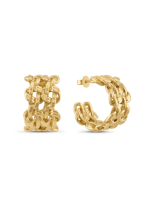 Icons Knotted Chain Hoops In Gold