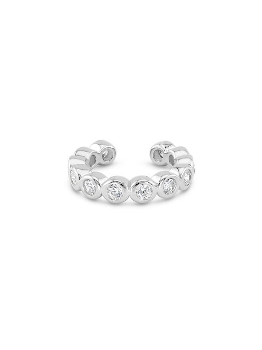 Clear Crystal Ear Cuff In Silver