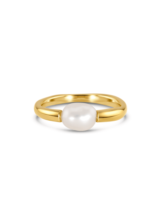 Pebble Pearl Single Pearl Ring In Gold