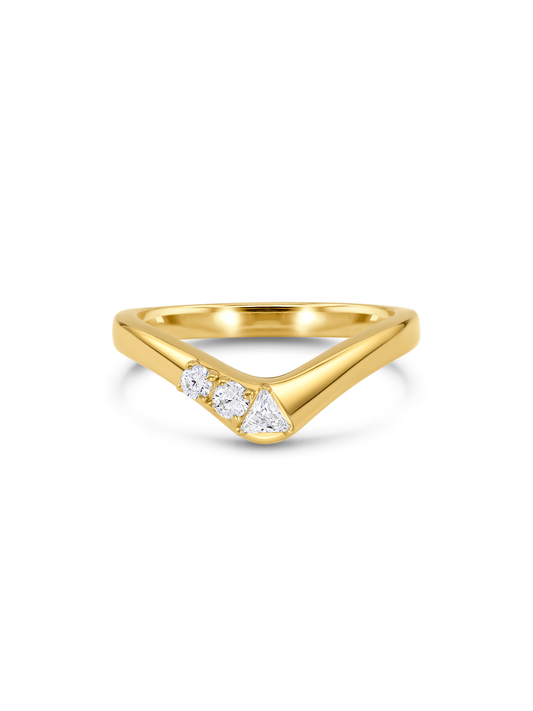 Pavé V-Shaped Cluster Ring in Gold