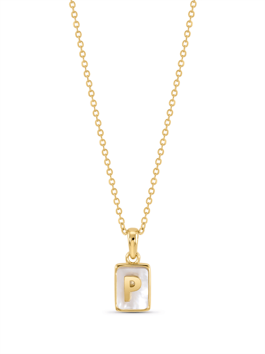 Mother-Of-Pearl P Initial Pendant Necklace In Gold