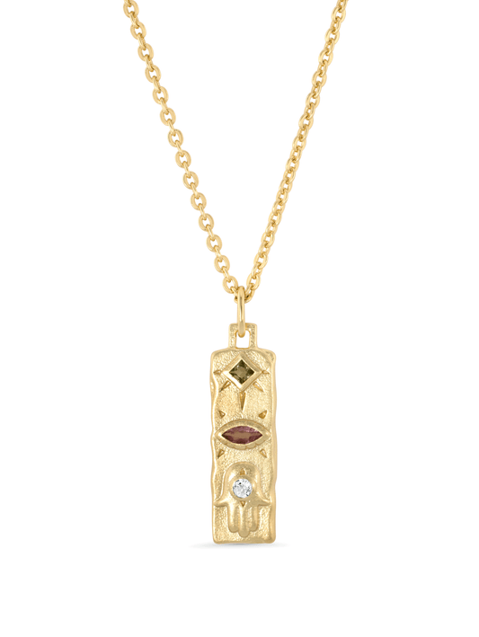 Amulet Hamsa Bar Pendant Necklace In Gold