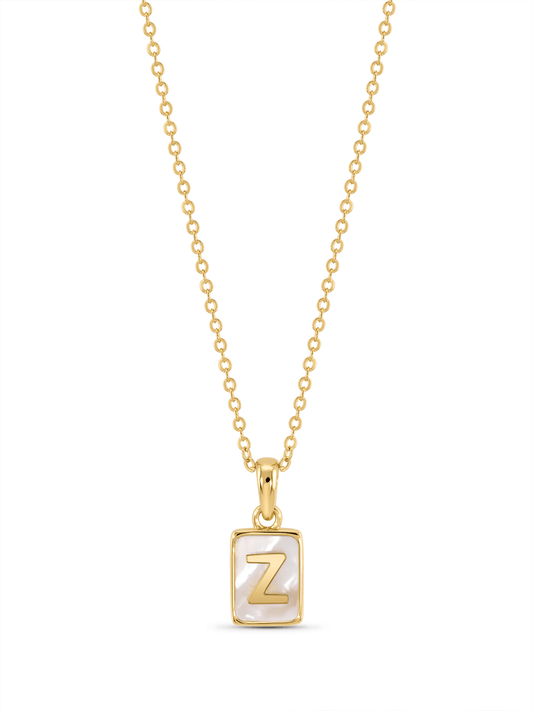 Mother-Of-Pearl Z Initial Pendant Necklace In Gold