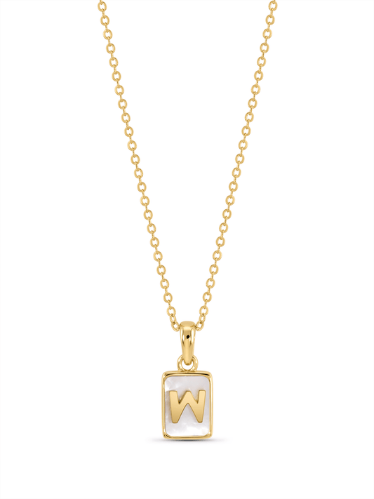 Mother-Of-Pearl W Initial Pendant Necklace In Gold