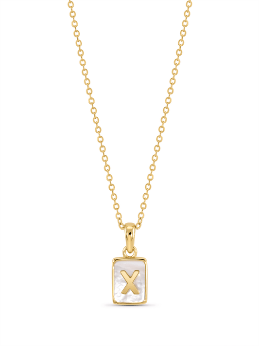 Mother-Of-Pearl X Initial Pendant Necklace In Gold