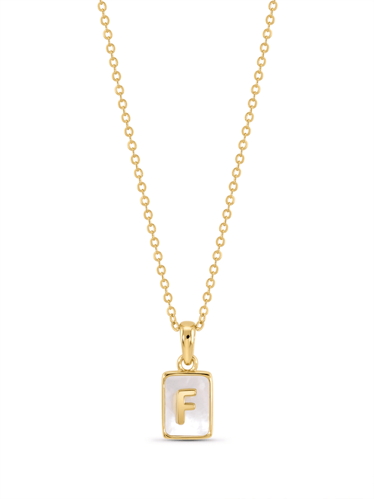Mother-Of-Pearl F Initial Pendant Necklace In Gold