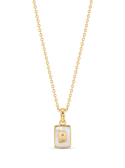 Mother-Of-Pearl B Initial Pendant Necklace In Gold