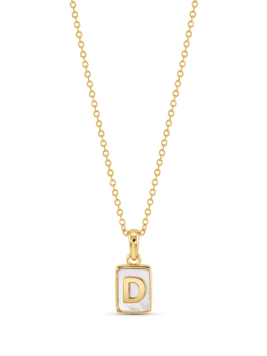 Mother-Of-Pearl D Initial Pendant Necklace In Gold