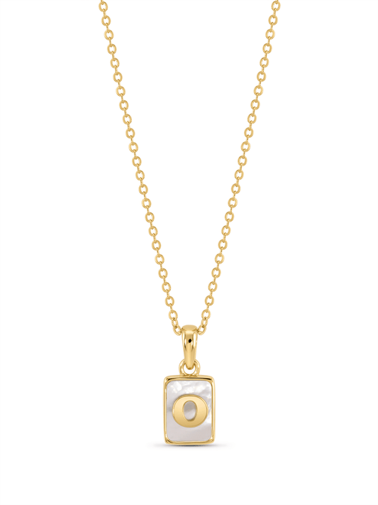 Mother-Of-Pearl O Initial Pendant Necklace In Gold
