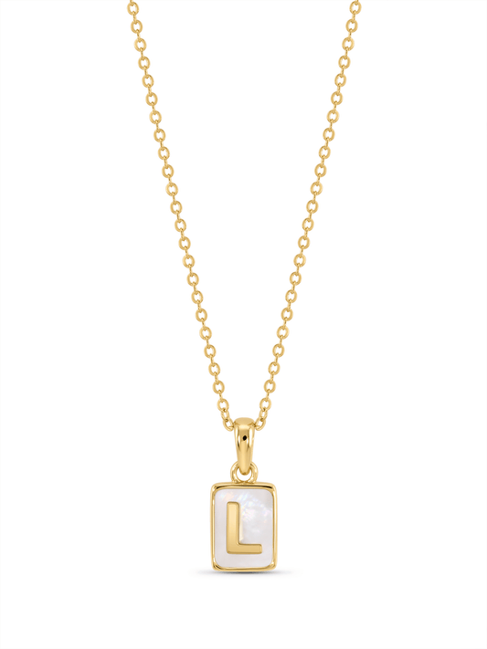 Mother-Of-Pearl L Initial Pendant Necklace In Gold