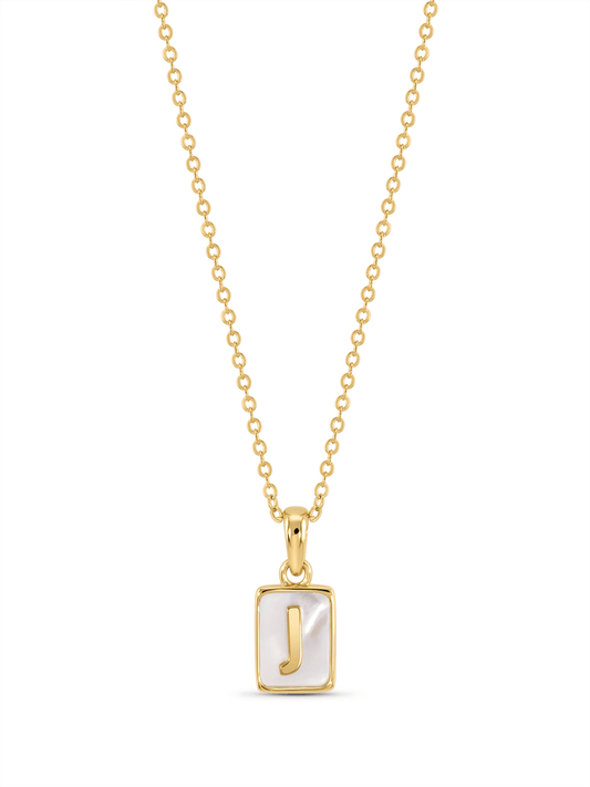 Mother-Of-Pearl J Initial Pendant Necklace In Gold
