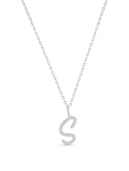 Pavé S Initial Pendant Necklace in Silver