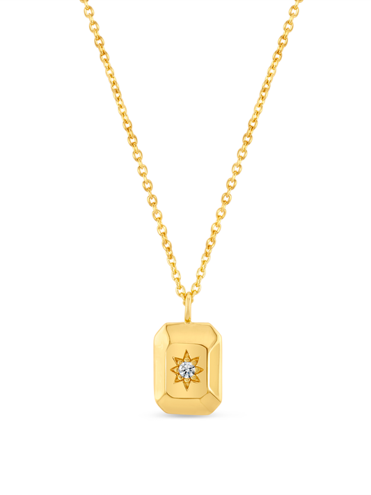 Celestial Star Tag Pendant Necklace in Gold