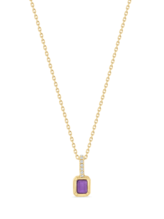Amethyst February Birthstone Pendant Necklace In Gold