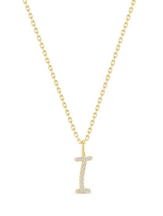 Pavé I Initial Pendant Necklace In Gold