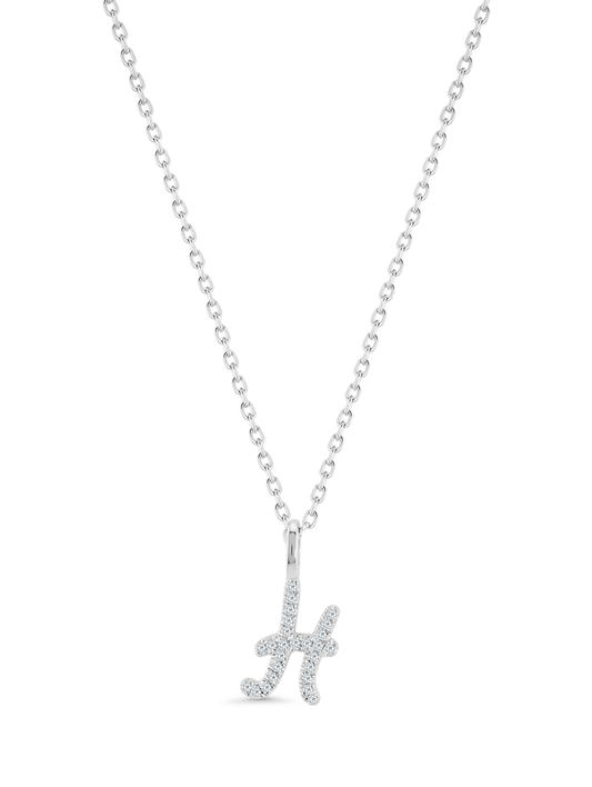 Pavé H Initial Pendant Necklace In Silver