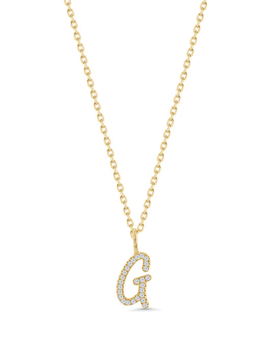 Pavé G Initial Pendant Necklace In Gold