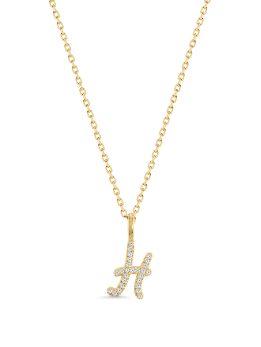 Pavé H Initial Pendant Necklace In Gold