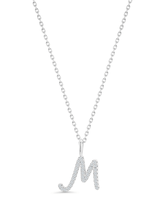 Pavé M Initial Pendant Necklace In Silver