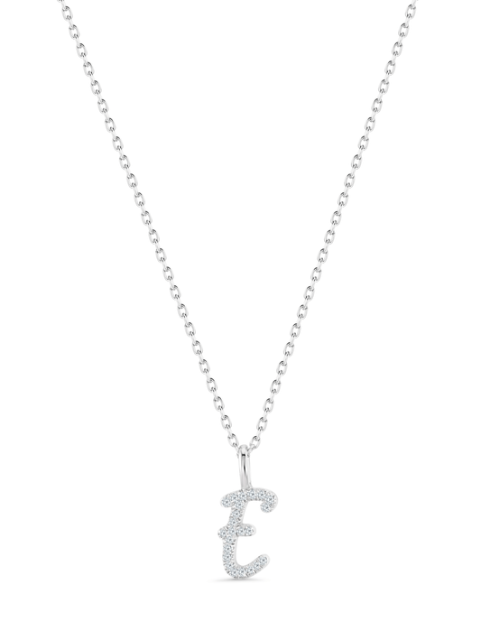 Pavé E Initial Pendant Necklace In Silver