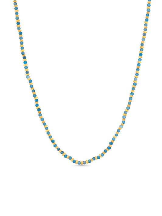 Turquoise Beaded Necklace In Gold