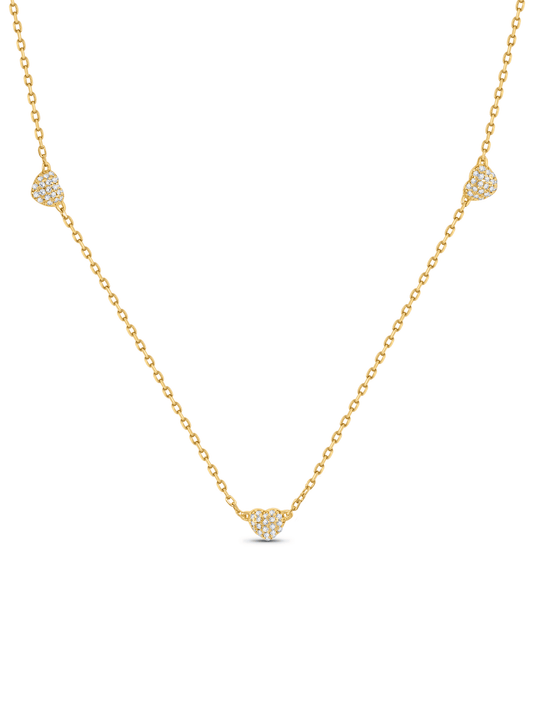 Hearts Station Necklace In Gold
