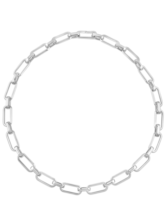 Oval Link Statement Chain Necklace In Silver