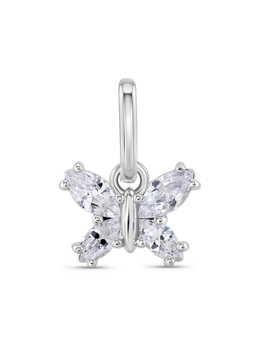 Thread-On Pavé Butterfly Charm In Silver