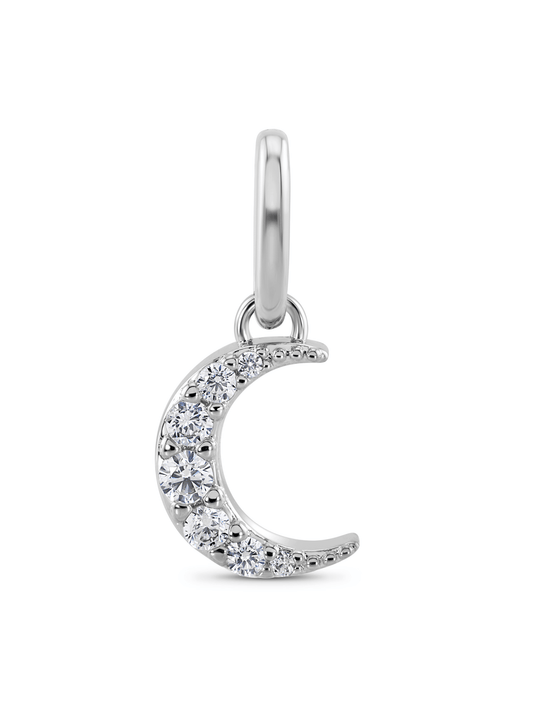 Thread-On Pavé Moon Charm In Silver