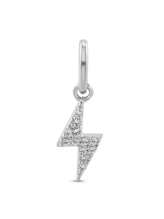 Thread-On Pavé Lightening Bolt Charm In Silver