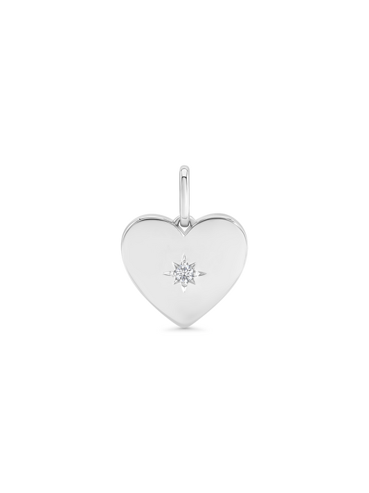 Thread-On Heart Crystal Charm In Silver