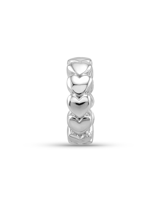 Thread-On 3D Heart Charm In Silver