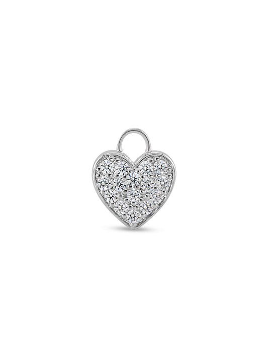 Pavé Heart Earring Charm In Silver