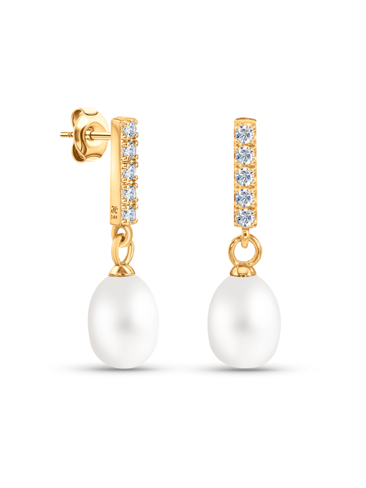 Fine 14K Yellow Gold & Lab-Grown Diamond Pearl Studs