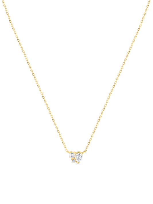 Fine 14K Gold & White Topaz Cluster Necklace