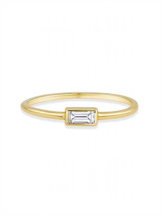 Fine 14K Gold & White Topaz Baguette Ring