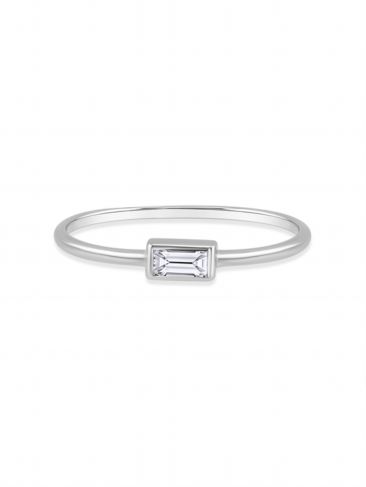Fine 14K Gold & White Topaz Baguette Ring