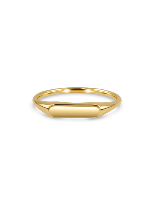 Fine 14K Gold Slim Rectangular Signet Ring